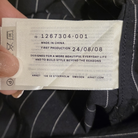 Arket Black Pinstripe Wrap Cotton Dress - Picture 5 of 8